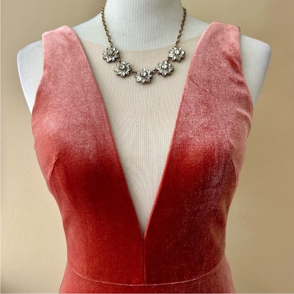 Anthro BHLDN Jenny Yoo Logan Rose Deep V Neck Velvet Sleeveless Maxi Gown Size 2 - Picture 6 of 15